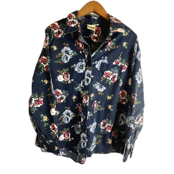 Bedford Fair Floral Button‎ Down Long Sleeve Shirt Size Large - Picture 1 of 9